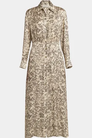 Golden Goose Journey Naike-Print Satin Collared Gown