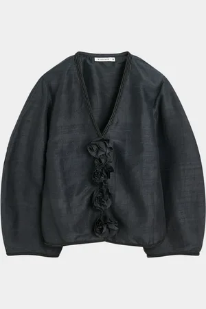 By Malene Birger Mineas Floral Applique Silk Blouse