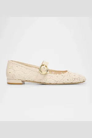 Stuart Weitzman Arabella Cotton Mary Jane Ballerina Flats