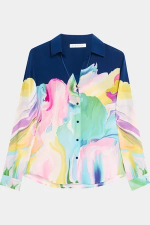 ELIE TAHARI The Madeline Watercolor-Print Blouse