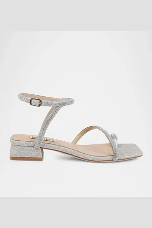 Badgley Mischka Dakotah Ankle-Strap Glitter Sandals