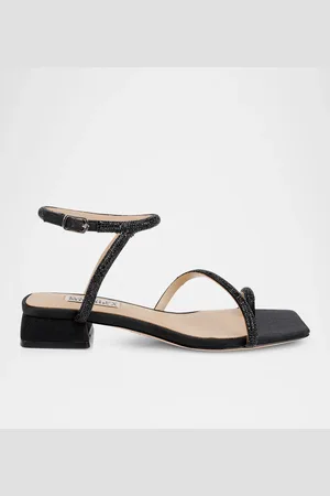Badgley Mischka Dakotah Ankle-Strap Glitter Sandals