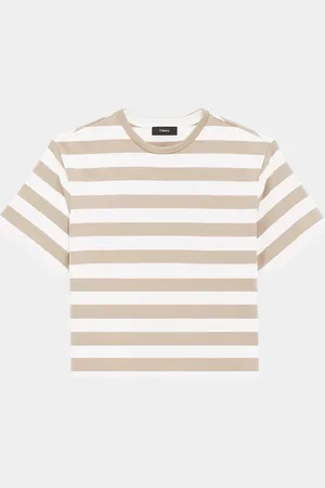 THEORY Stripe Boxy Crewneck Tee