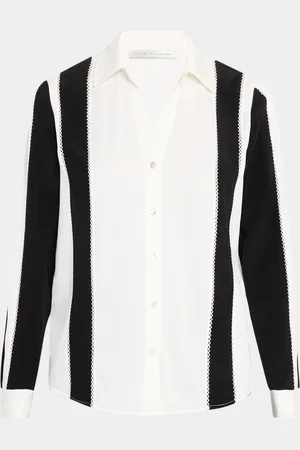 ELIE TAHARI The Dylan Embroidered Colorblock Blouse