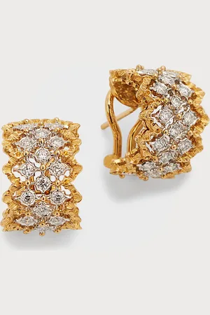 Buccellati 18K Yellow Gold and White Gold Rombi Diamond Hoop Earrings