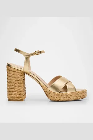 Stuart Weitzman Dayna Metallic Crisscross Platform Sandals
