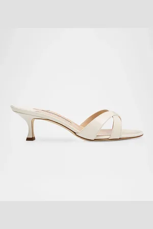 Manolo Blahnik Patent Leather Crisscross Slide Sandals