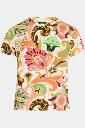 Etro White Summer Artwork Short-Sleeve T-Shirt