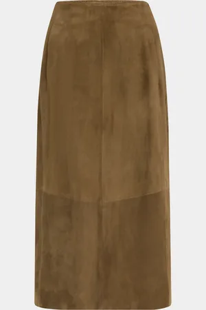 Vince Mid-Rise Suede Midi Skirt
