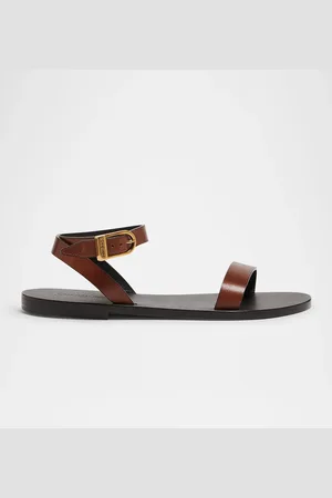 Saint Laurent Sahara Leather Ankle-Strap Sandals
