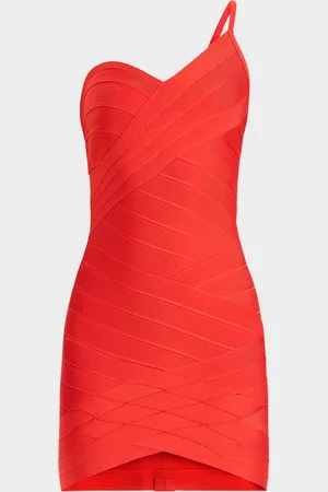 Hervé Léger Ally Woven Bandage One-Shoulder Mini Dress