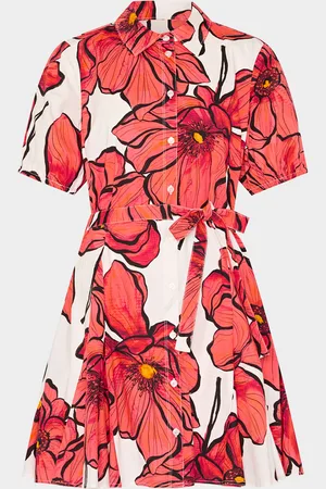 Milly Juni Floral-Print Godet Poplin Mini Dress