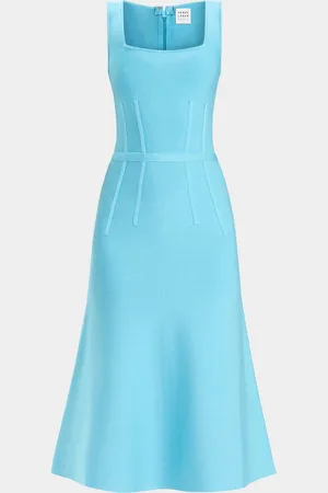 Hervé Léger Cecilia Square-Neck Trumpet Midi Dress