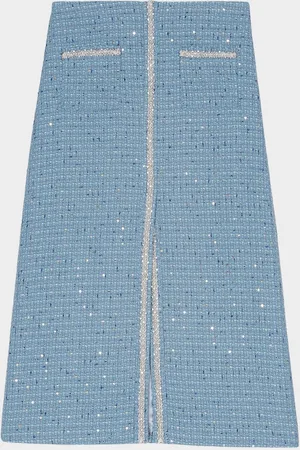 Maje Jilya Sequined Tweed Midi Skirt
