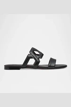 Bougeotte Leather Link Flat Slide Sandals