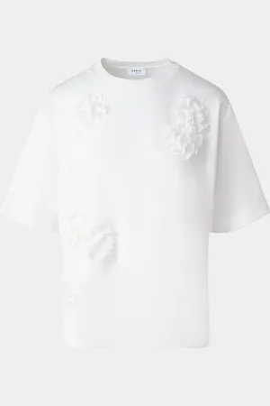 AKRIS 3D Carnation Applique Short-Sleeve Cotton Jersey T-Shirt