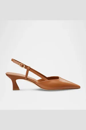 Stuart Weitzman Vinnie Leather Kitten Slingback Pumps