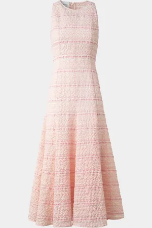 AKRIS Sleeveless Tweed Organzino Midi Dress