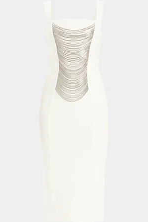 Hervé Léger Francesca Draped Chain Midi Dress