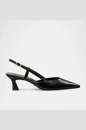 Stuart Weitzman Vinnie Leather Kitten Slingback Pumps