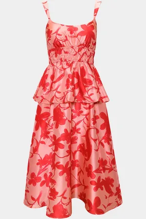 Hutch Desirae Floral-Print Peplum Midi Dress