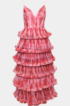 Hutch Sasha Pleated Ruffle Tiered Tulle Gown