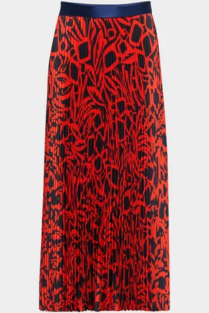 ST. JOHN Vintage Botanical-Print Pleated Midi Skirt