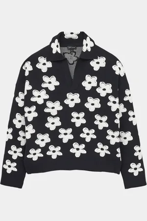 Marc Jacobs Daisy Jacquard Long-Sleeve Polo Top