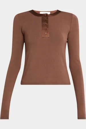 Frame The Satin-Trim Henley Top