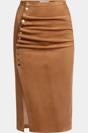 Paco rabanne Asymmetric Suede Midi Skirt