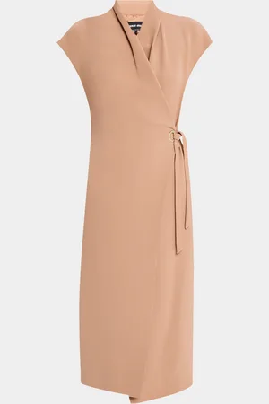 Giorgio Armani Cap-Sleeve Cupro Wrap Midi Dress