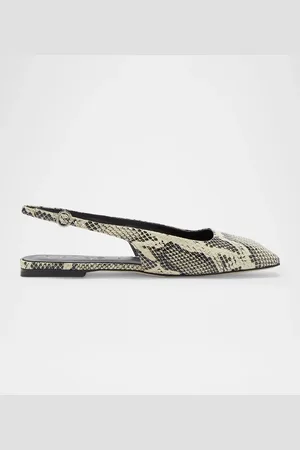 Aeyde Geraldine Snake-Embossed Slingback Flats