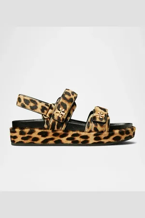 Tory Burch Kira Leopard-Print Calf Hair Sport Sandals