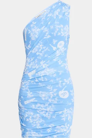 Moschino One-Shoulder Printed Tulle Mini Dress