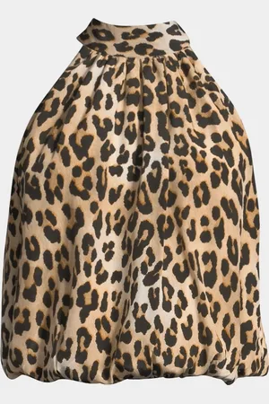 ALICE+OLIVIA Maris Halter Tie-Neck Gathered Top