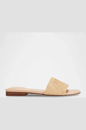 MARC FISHER Woven Leather Flat Slide Sandals