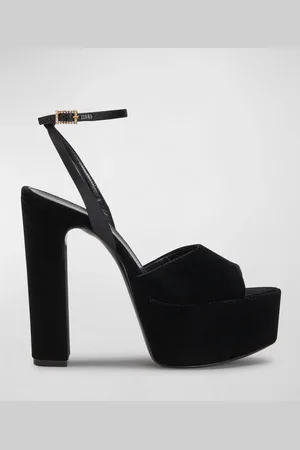 Saint Laurent Crystal-Buckle Platform Sandals