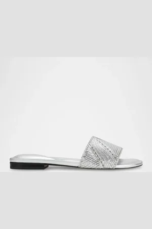MARC FISHER Metallic Woven Flat Slide Sandals