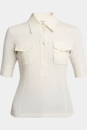 Chloé Pockets Short-Sleeve Polo Top