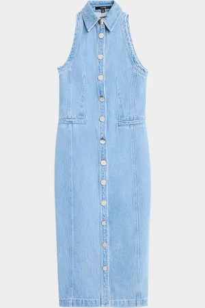 Toccin Palmer Button-Front Denim Midi Dress