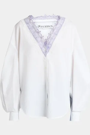 J.W.Anderson Lace Trim V-Neck Cotton Blouse