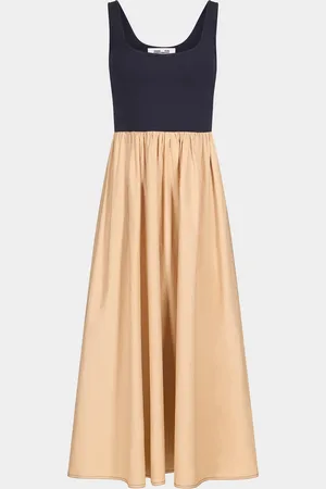 Diane von Furstenberg Selena Sleeveless Ruched Colorblock Midi Dress