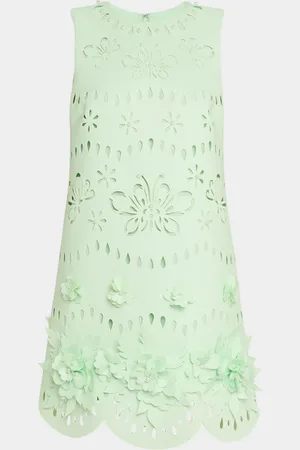 Badgley Mischka Scalloped Pearly-Embellished Cutout Mini Dress