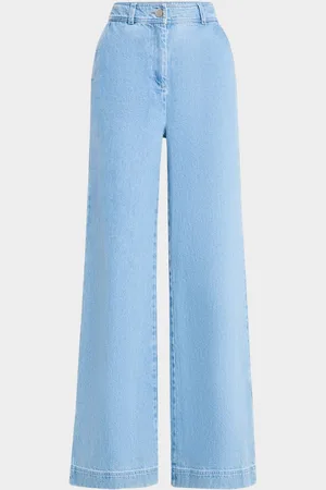 Toccin Eileen Wide-Leg Denim Pants with Slits
