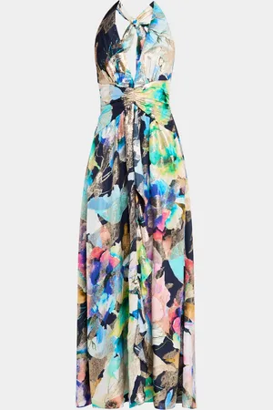 Ramy Brook Stefanie Metallic Jacquard Halter Gown