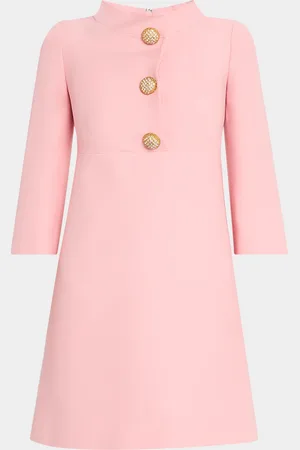 VALENTINO GARAVANI Funnel-Neck Crystal Button Mini Dress