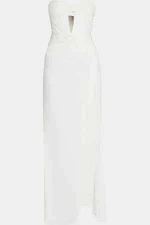 JOVANI Strapless Cutout Twist-Front Column Gown