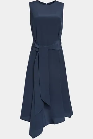 Santorelli Cecilia Asymmetric Crepe De Chine Midi Dress