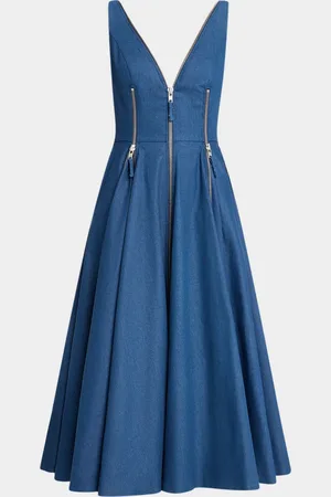JOVANI Zipper-Embellished Godet Midi Dress