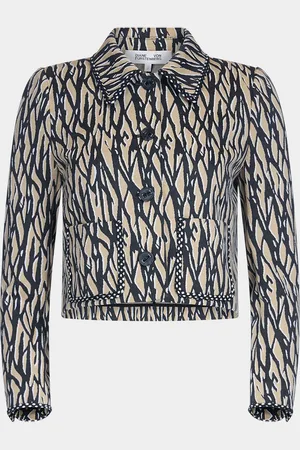 Diane von Furstenberg Annalise Cropped Abstract Intarsia Jacket